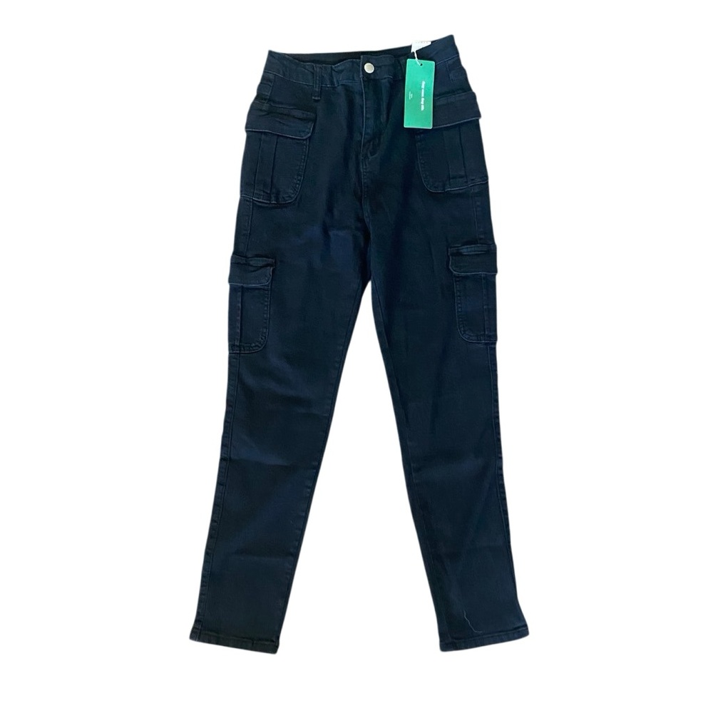 NWT Shein Easy Wear Black Carpenter Skinny Ankle Jeans. Size 27.